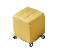 Pouf De Rangement Banc D'entrée Rembourré avec roulettes Repose-Pieds en Coton Et Lin pour Canapé Tabourets Roulants Mobiles Siège Cube À Couvercle Rabattable(Yellow,47.2" x 15.7" x 18.1")