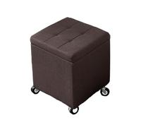 Pouf De Rangement Banc D'entrée Rembourré avec roulettes Repose-Pieds en Coton Et Lin pour Canapé Tabourets Roulants Mobiles Siège Cube À Couvercle Rabattable(Brown,23.6" x 15.7" x 18.1")