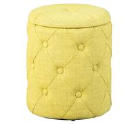 Pouf de Rangement Capitonné "Elio" 40cm Jaune