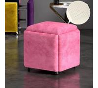 Pouf de rangement carré en velours 45 x 45 x 45 cm, repose-pieds et banc de rangement caché élégant pour chambre à coucher, salon, entrée, capacité de charge maximale C