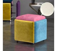 Pouf de rangement carré en velours avec repose-pieds et banc de rangement 35 x 35 x 35 cm - Organiseur élégant pour la maison, la chambre à coucher, le salon et l'entrée - Coffre de rangement amovible