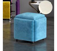 Pouf de rangement carré en velours et banc de rangement pour chambre à coucher, salon, entrée 35 x 35 x 35 cm, coffre de rangement coulissant élégant pour décoration d'intérieur