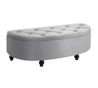 Pouf De Rangement Coffre Classique Capitonné Demi-Cercle Velours Gris Gris