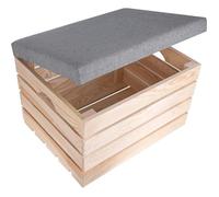Creative Deco Coffre de Rangement en Bois Brut | 50 x 40 x 35 cm | Banc de Rangement Intérieur | Tabouret de Rangement | Pouf Rangement | Cube de Rangement | Coffre a Jouet Enfant