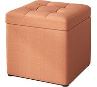 Pouf de rangement cube en cuir et tissu - Repose-pieds carrés - Design à clapet - Petit pouf pour salon et chambre à coucher
