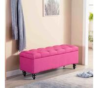 Pouf de rangement élégant en velours rose - Pouf rectangulaire élégant pour chambre à coucher, salon et entrée - 110 x 40 cm - Assise et solution de rangement douce