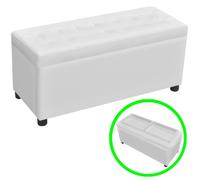 vidaXL Pouf de rangement Contemporain en cuir synthétique blanc 87,5 x 36 x 41 cm