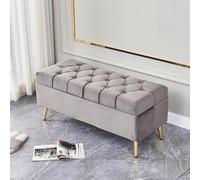 Pouf de rangement en forme de cube moderne capitonné avec rangement caché pour chaussures, idéal pour la décoration de la chambre à coucher, 61 x 40,6 x 45,7 cm