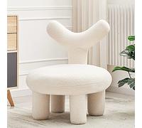 Pouf de rangement en fourrure avec dossier, tabouret ergonomique pour la maison, la chambre à coucher, le dortoir, le salon en peluche simple, petit canapé, blanc, 64 x 64 cm