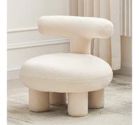 Pouf de rangement en fourrure avec dossier, tabouret ergonomique pour la maison, la chambre à coucher, le dortoir, le salon en peluche simple, petit canapé, blanc, 64 x 64 cm