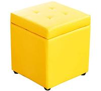 Pouf de Rangement en Similicuir avec Repose-Pieds, Coffre à Jouets avec Couvercle à charnière, boîte de Rangement pour la Maison et Le Bureau (Couleur : Jaune, Taille : 30 x 30 x 3