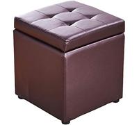 Pouf de Rangement en Similicuir avec Repose-Pieds, Coffre à Jouets avec Couvercle à charnière, boîte de Rangement pour la Maison et Le Bureau (Couleur : Marron, Taille : 30 x 30 x