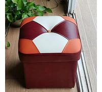 Pouf de rangement en similicuir confortable pour le salon ou la chambre à coucher, assise rembourrée en mousse, 35 x 35 x 40 cm, rose rouge
