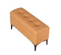 Pouf de rangement en similicuir orange - Repose-pieds rembourré avec siège rabattable et nizer, élégant pour chambre à coucher et entrée (80 cm)