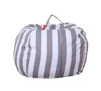 Pouf de Rangement en Tissu à Rayures avec Cordon de Serrage - Gris - Taille