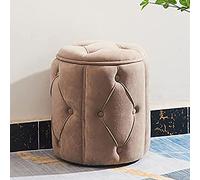 Pouf de rangement en velours kaki avec jolis boutons - Repose-pieds élégant et petit repose-pieds pour canapé, 32 x 32 x 37 cm, solution de rangement idéale pour la décoration du salon et de la