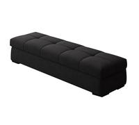 Pouf de rangement en velours noir de 80 cm pour chambre à coucher, banc élégant avec haute stabilité, parfait pour le salon et l'entrée, design peu encombrant