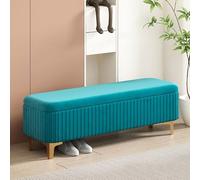 Pouf de rangement en velours pour chambre à coucher, repose-pieds carré et banc, siège d'entrée en bois, pouf élégant pour couloir, solution de rangement chic, couleur B