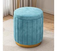 Pouf de rangement en velours rose pâle avec pieds dorés - Pouf élégant pour salon et chambre à coucher, siège décoratif chic et organisateur peu encombrant avec grande capacité