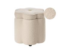 Pouf de rangement FLOWER Bou lanc cassé Fleur