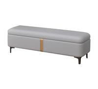 Pouf de rangement gris avec pieds en métal, pouf rembourré de 80 cm pour chambre à coucher, salon, entrée - Solution de mobilier élégante et fonctionnelle