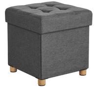 Pouf de rangement gris foncé avec pieds en bois - Réf. VK8681847470212