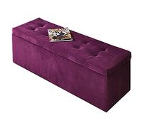 Pouf de rangement luxueux en velours - Repose-pieds confortable et chaussures pour salon - Banc rectangulaire moderne violet 80 x 40 x 40 cm - Décoration d'intérieur élégante.