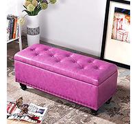 Pouf de rangement matelassé en simili cuir avec rangement rectangulaire, banc ottoman avec pieds en bois, vert et violet, 60 x 40 x 43 cm, décoration d'intérieur élégante et fonctionnelle