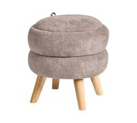 Pouf de Rangement Moderne 40 x 41 cm en Tissu Chenille Taupe Hawley