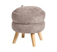 Pouf de Rangement Moderne 40 x 41 cm en Tissu Chenille Taupe Hawley