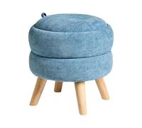 Pouf de Rangement Moderne en Tissu Chenille 40 x 41 cm Bleu Hawley