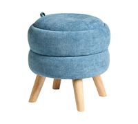 Pouf de Rangement Moderne en Tissu Chenille 40 x 41 cm Bleu Hawley