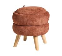 Pouf de Rangement Moderne en Tissu Chenille 40 x 41 cm Marron Doré Hawley