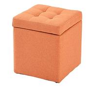 Pouf de rangement multi-usages avec boîte à jouets et plateau de rangement Orange Cube Ottoman 30 x 30 x 35 cm