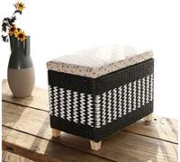 Pouf de rangement multifonction avec base en bois massif pour l'organisation du salon