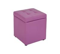 Pouf de rangement multifonction en similicuir violet 30,5 x 30,5 x 35,6 cm (L x l x H) pour salon et chambre à coucher, supporte 136 kg, tissu en coton et lin