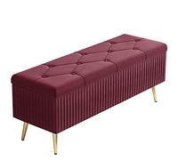 Pouf de rangement ottoman en velours avec pieds en métal - Repose-pieds rembourré - Boîte de rangement pour jouets pour chambre à coucher, salon - Ottoman