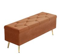 Pouf de rangement ottoman en velours avec pieds en métal - Repose-pieds rembourré - Boîte de rangement pour jouets pour chambre à coucher, salon - Ottoman