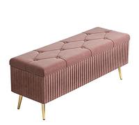 Pouf de rangement ottoman en velours avec pieds en métal - Repose-pieds rembourré - Boîte de rangement pour jouets pour chambre à coucher, salon - Ottoman