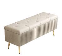 Pouf de rangement ottoman en velours avec pieds en métal - Repose-pieds rembourré - Boîte de rangement pour jouets pour chambre à coucher, salon - Ottoman
