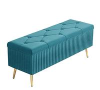 Pouf de rangement ottoman en velours avec pieds en métal - Repose-pieds rembourré - Boîte de rangement pour jouets pour chambre à coucher, salon - Ottoman