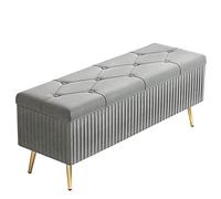 Pouf de rangement ottoman en velours avec pieds en métal - Repose-pieds rembourré - Boîte de rangement pour jouets pour chambre à coucher, salon - Ottoman