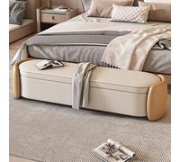 Pouf de rangement ovale polyvalent, banc de rangement moderne avec bords arrondis, parfait comme repose-pieds, banc extra long ou pièce d'appoint pour entrée, salon, chambre à coucher