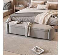 Pouf de rangement ovale polyvalent, banc de rangement moderne avec bords arrondis, parfait comme repose-pieds, banc extra long ou pièce d'appoint pour entrée, salon, chambre à coucher