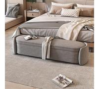 Pouf de rangement ovale polyvalent, banc de rangement moderne avec bords arrondis, parfait comme repose-pieds, banc extra long ou pièce d'appoint pour entrée, salon, chambre à coucher