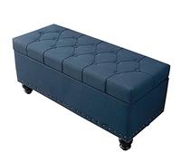 Pouf de rangement pliable 100 x 40 x 45 cm multifonction avec dessus en peluche et grand espace de rangement repose-pieds en similicuir pour décoration d'intérieur, polyvalent et élégant