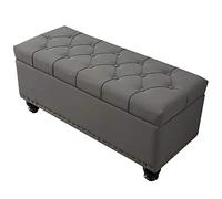 Pouf de rangement pliable 100 x 40 x 45 cm - Repose-pieds multifonction avec dessus touffeté - Grand espace de rangement - Pieds robustes en bois massif et cuir synthétique Charge maximale 150 kg