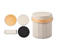 Pouf De Rangement Pliable 3 en 1 - Tabouret Cube en Velours, Capacité De Rangement 80 L, Charge 100 Kg, Siège Multifonction, Table Basse Et Coffre De Rangement pour Salon, Chambre(Off White)