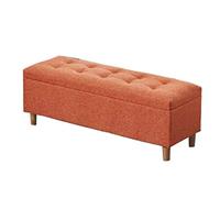 Pouf De Rangement Pliable Avec Couvercle À Charnière, Tabouret À Langer Pour Chaussures, Rangement De Masse, Pieds En Bois Massif, Tabouret De Lit Pour Chambre À Coucher, Siège De ,Orange-90cm/35.4in