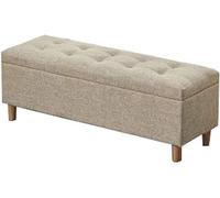 Pouf de rangement pliable avec couvercle à charnière - Tabouret polyvalent - Pieds en bois massif durable - Idéal pour la chambre à coucher, le salon - Solution de rangement multifonction